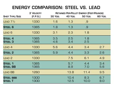 Steel Shot Size Chart